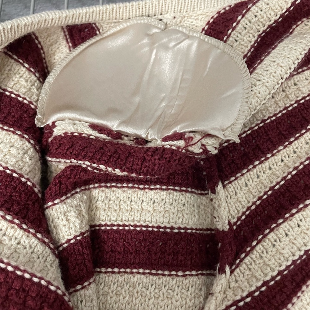 Striped Burgundy and Cream Women's Sweater - Picture 9 of 9